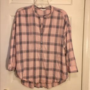 Lucky Brand plaid 1/2 button up pullover tunic